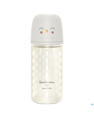 Suavinex bonhomia bottleglas sili.feath.beige240ml