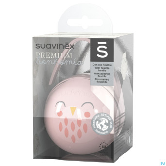 Suavinex bonhomia duo soother holder owl pink