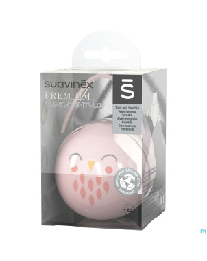 Suavinex bonhomia duo soother holder owl pink