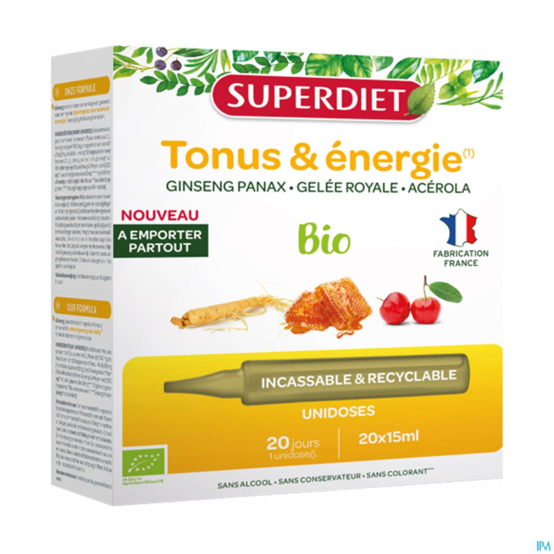 Superdiet unicadose ginseng gelee roy bio  20x15ml
