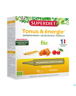 Superdiet unicadose ginseng gelee roy bio  20x15ml