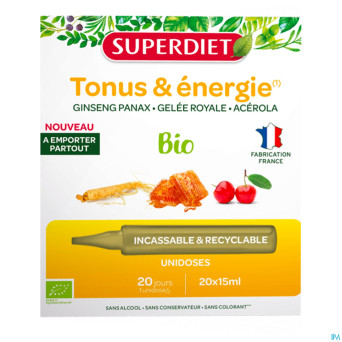 Superdiet unicadose ginseng gelee roy bio  20x15ml