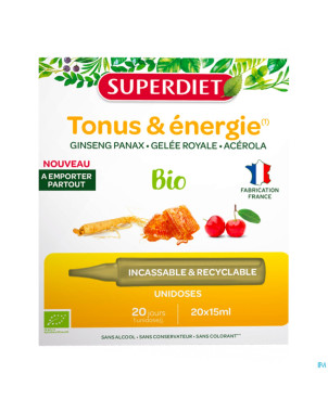 Superdiet unicadose ginseng gelee roy bio  20x15ml