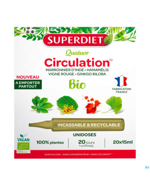 Superdiet unicadose 4vigne rouge circu bio 20x15ml
