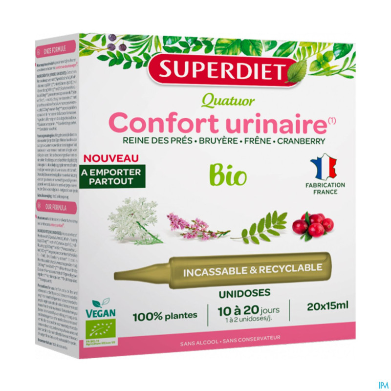 Superdiet unicadose 4 confort urinaire bio 20x15ml