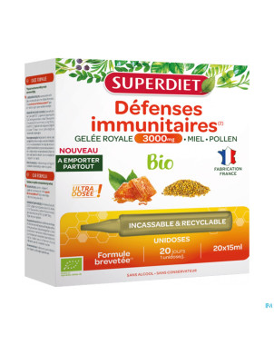 Superdiet unicadose gelee royale 3000 bio  20x15ml