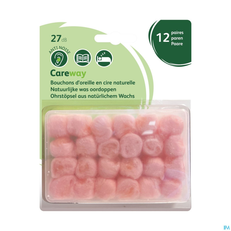 Careway bouchons oreille cire    paires 12