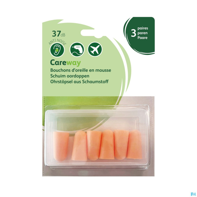 Careway bouchons oreille mousse paires 3