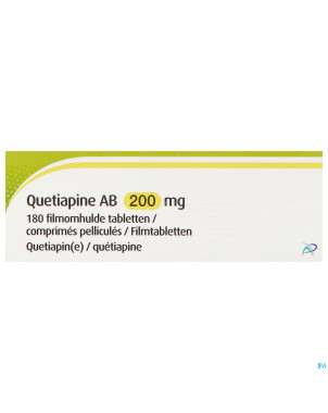 Quetiapine ab 200mg    comp pell 180x200mg