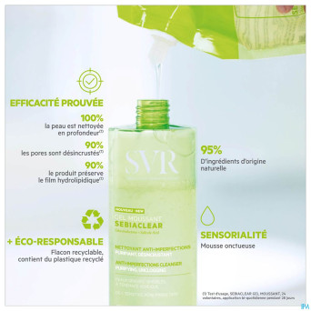 Svr sebiaclear gel moussant tube 400ml nf