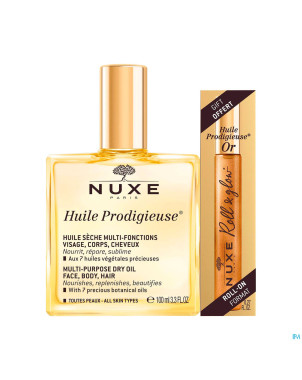 Nuxe huile prodigieuse 100ml + roll on or    8ml