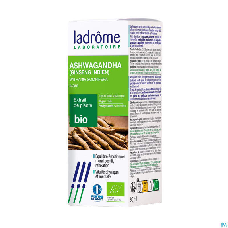 Ladrome ashwagandha extrait plantes bio    50ml