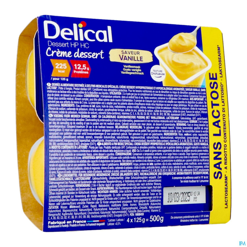 Delical creme dessert hp-hc s/lact.vanil 4x125g nf