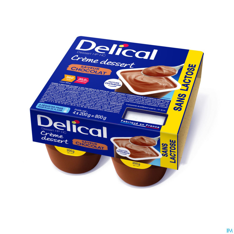 Delical creme dessert hp-hc s/lact.choco 4x125g nf