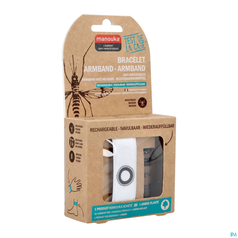 Manouka bracelet a/moustiques uni blanc