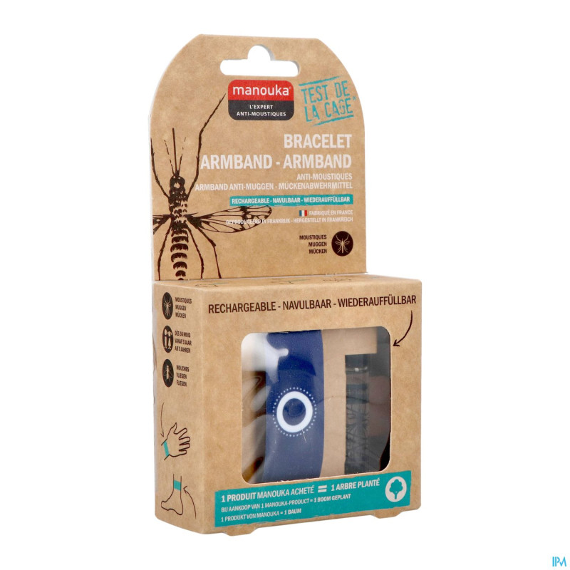 Manouka bracelet a/moustiques uni bleu marine