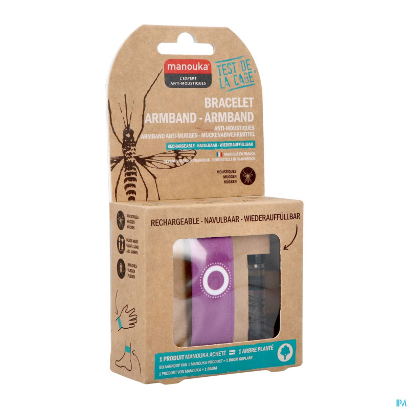 Manouka bracelet a/moustiques uni mauve