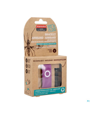 Manouka bracelet a/moustiques uni mauve