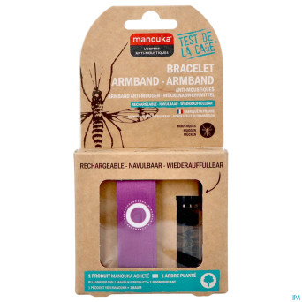 Manouka bracelet a/moustiques uni mauve