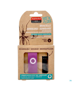 Manouka bracelet a/moustiques uni mauve