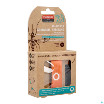 Manouka bracelet a/moustiques uni orange