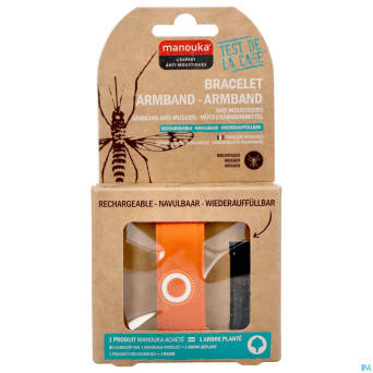 Manouka bracelet a/moustiques uni orange