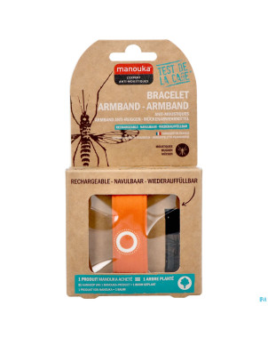 Manouka bracelet a/moustiques uni orange