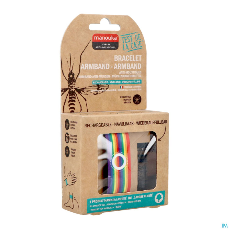 Manouka bracelet a/moustiques arc-en-ciel