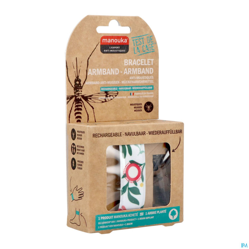 Manouka bracelet a/moustiques pivoine