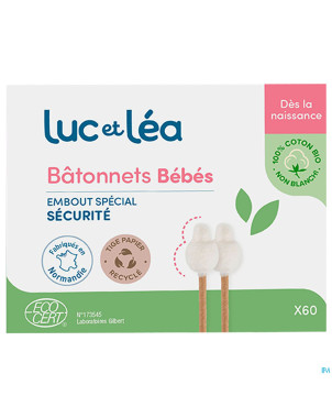 Luc&lea batonnets embout ouates bebe papier    60