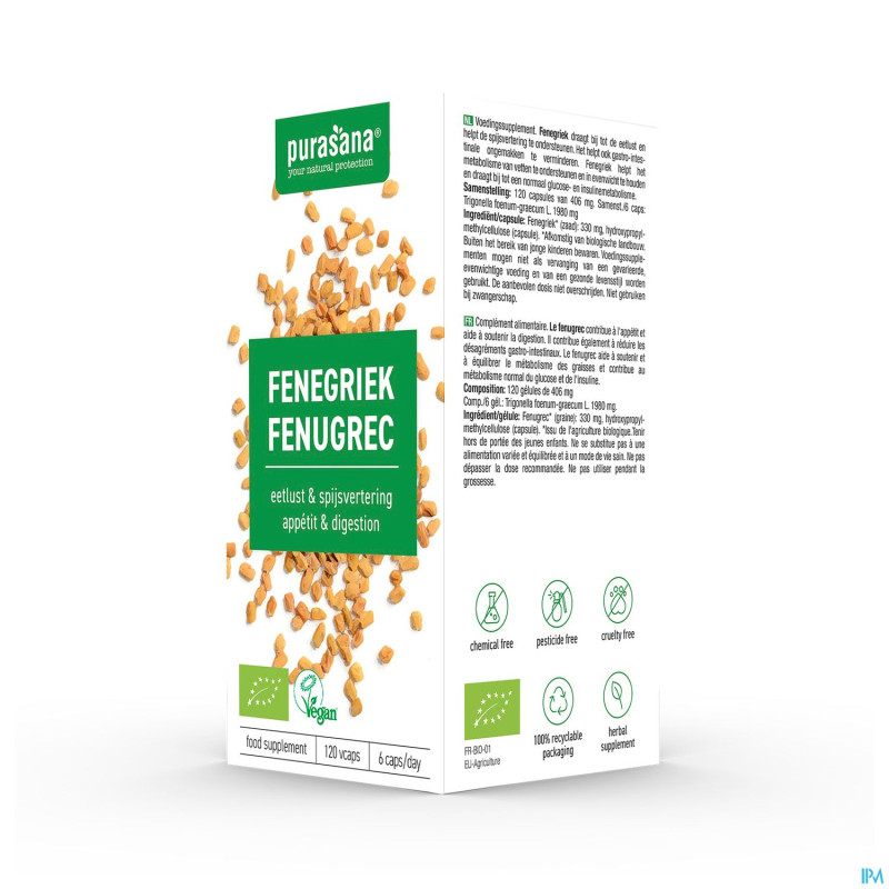 Purasana fenugrec 330mg bio    v-caps 120