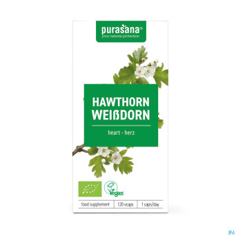 Purasana aubepine extrait 100mg bio    v-caps 120