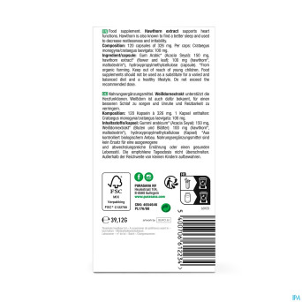 Purasana aubepine extrait 100mg bio    v-caps 120