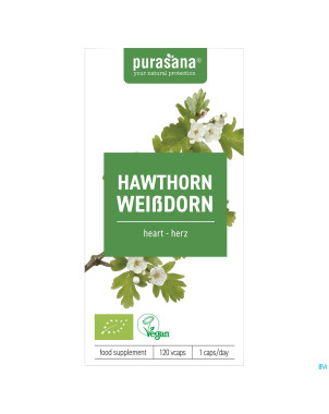 Purasana aubepine extrait 100mg bio    v-caps 120