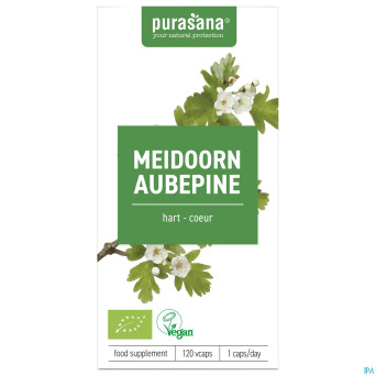 Purasana aubepine extrait 100mg bio    v-caps 120