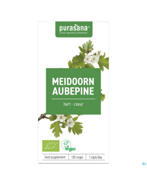 Purasana aubepine extrait 100mg bio    v-caps 120