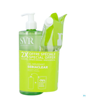 Sebiaclear gel moussant 400ml + refill 400ml