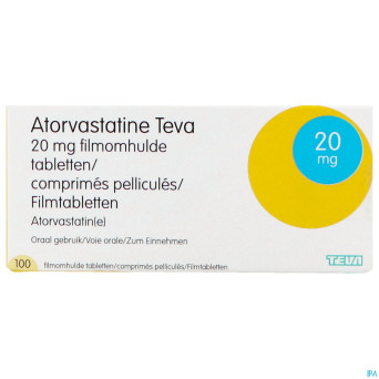 Atorvastatine teva pi pharma 20mg comp pell100 pip