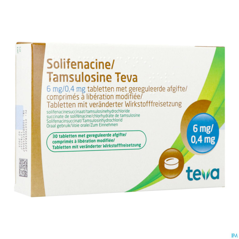 Solifenacine tamsulosine teva 6/04,mg lib.m.comp30