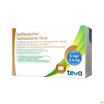 Solifenacine tamsulosine teva 6/04,mg lib.m.comp90