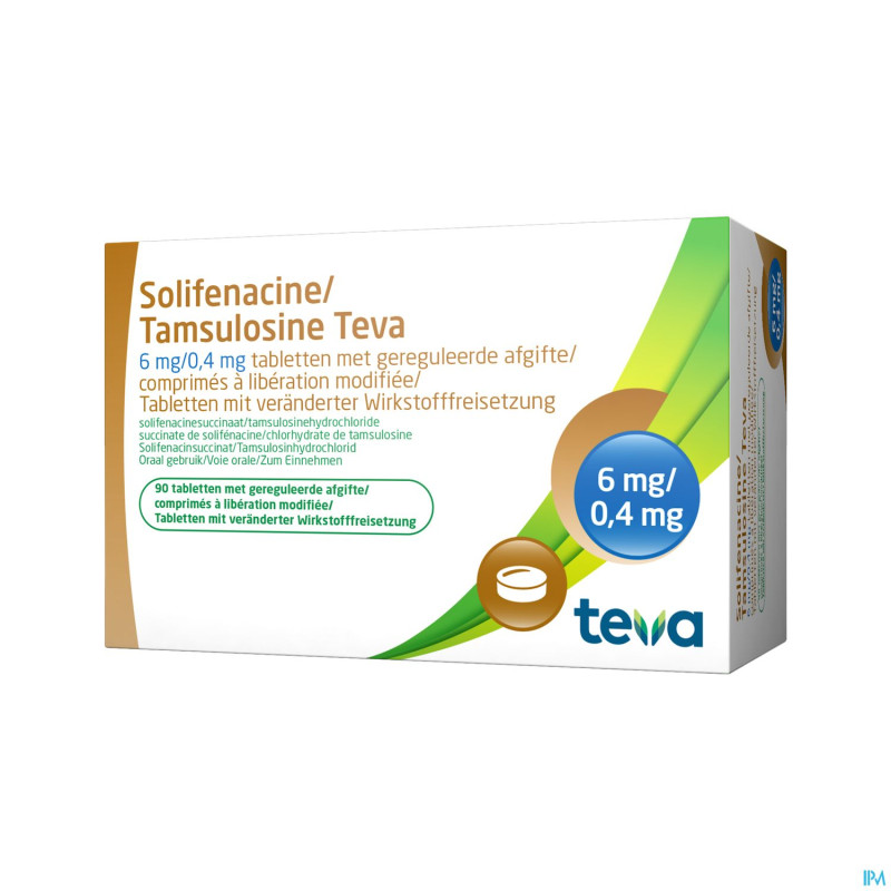Solifenacine tamsulosine teva 6/04,mg lib.m.comp90