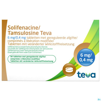 Solifenacine tamsulosine teva 6/04,mg lib.m.comp90