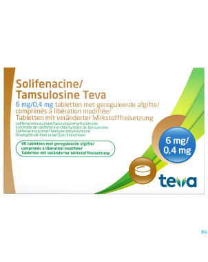 Solifenacine tamsulosine teva 6/04,mg lib.m.comp90