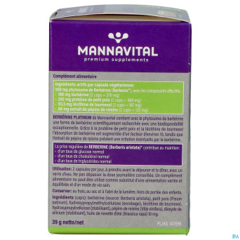 Mannavital berberine platinum    v-caps 60