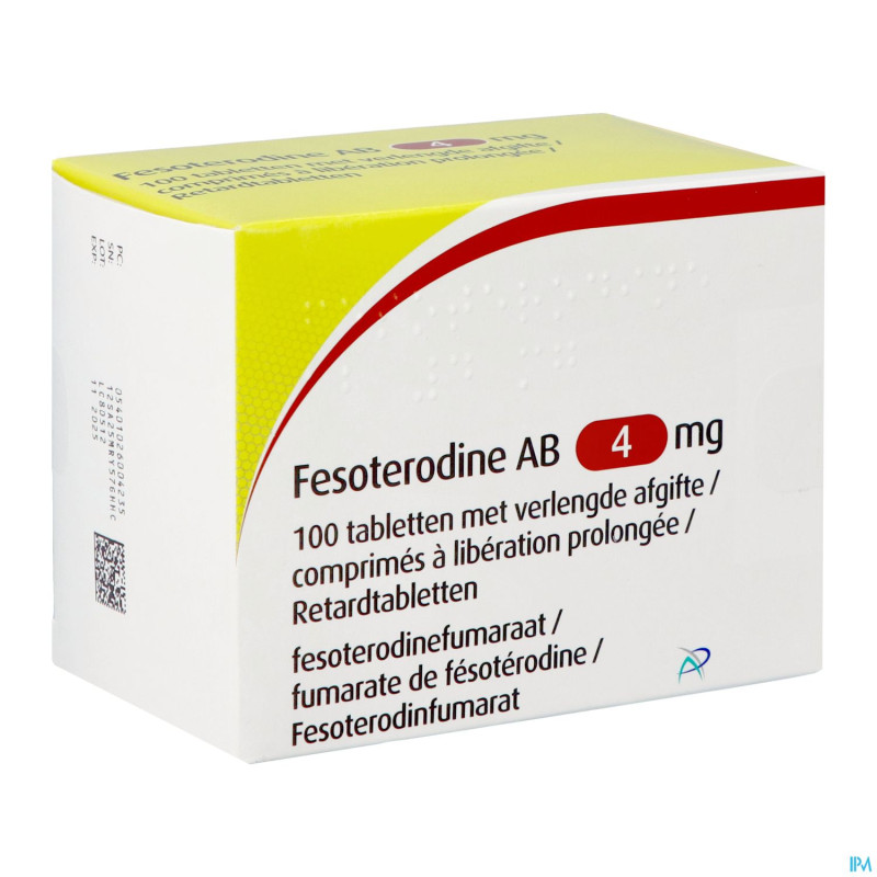 Fesoterodine ab 4mg liberation prolongee  comp 100