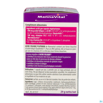 Mannavital acide folique platinum    v-caps 90
