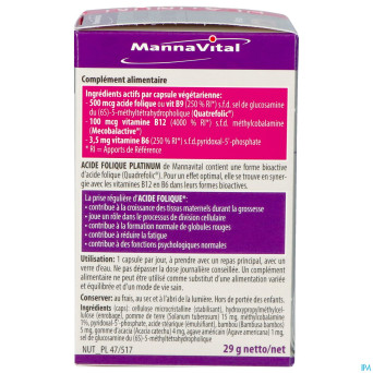 Mannavital acide folique platinum    v-caps 90