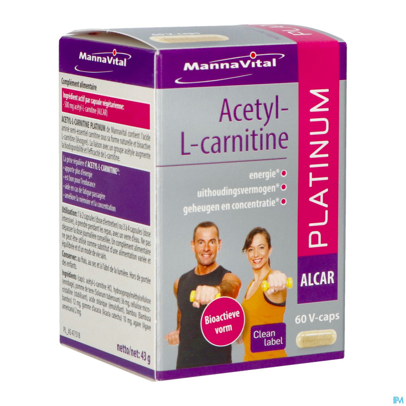 Mannavital acetyl l-carnitine platinum   v-caps 60