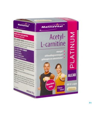 Mannavital acetyl l-carnitine platinum   v-caps 60