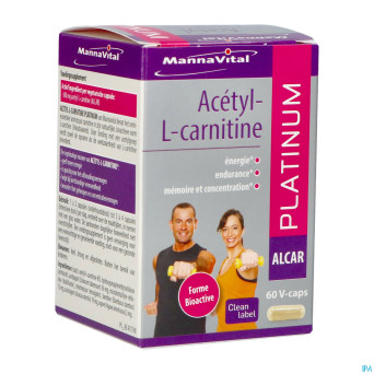 Mannavital acetyl l-carnitine platinum   v-caps 60